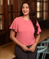 Round Neck Piping Sleeve Pink Top